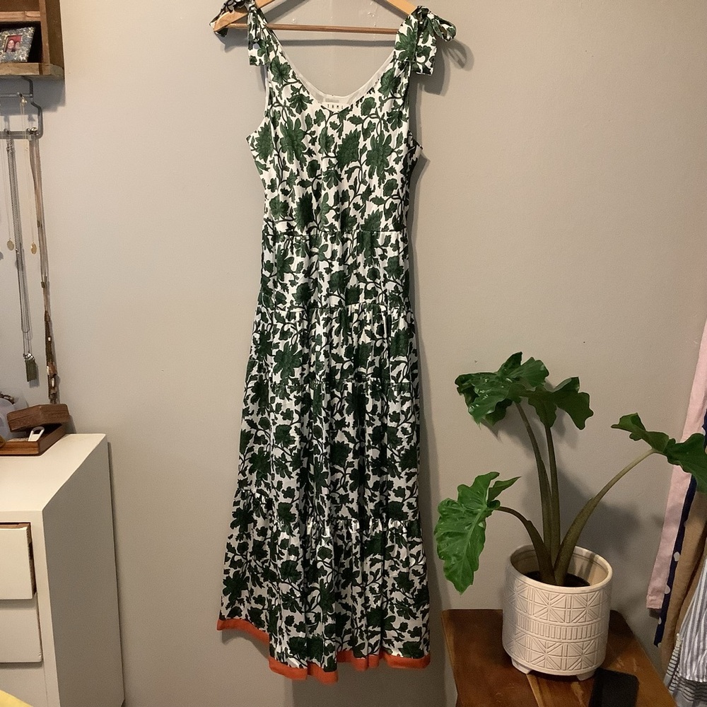 Floral Green and Orange Dress